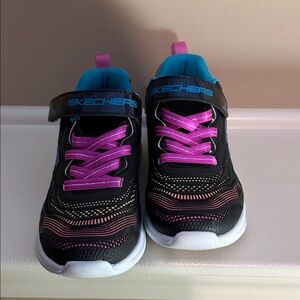 Skechers Kids' Black and Pink Sneakers with Blue Accents